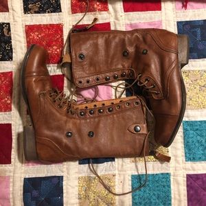 Steve Madden Brown Leather Boots Aztec Print